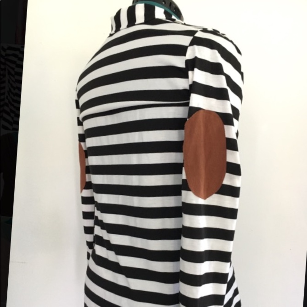 Striped long sleeve shawl collar brown elbow patch